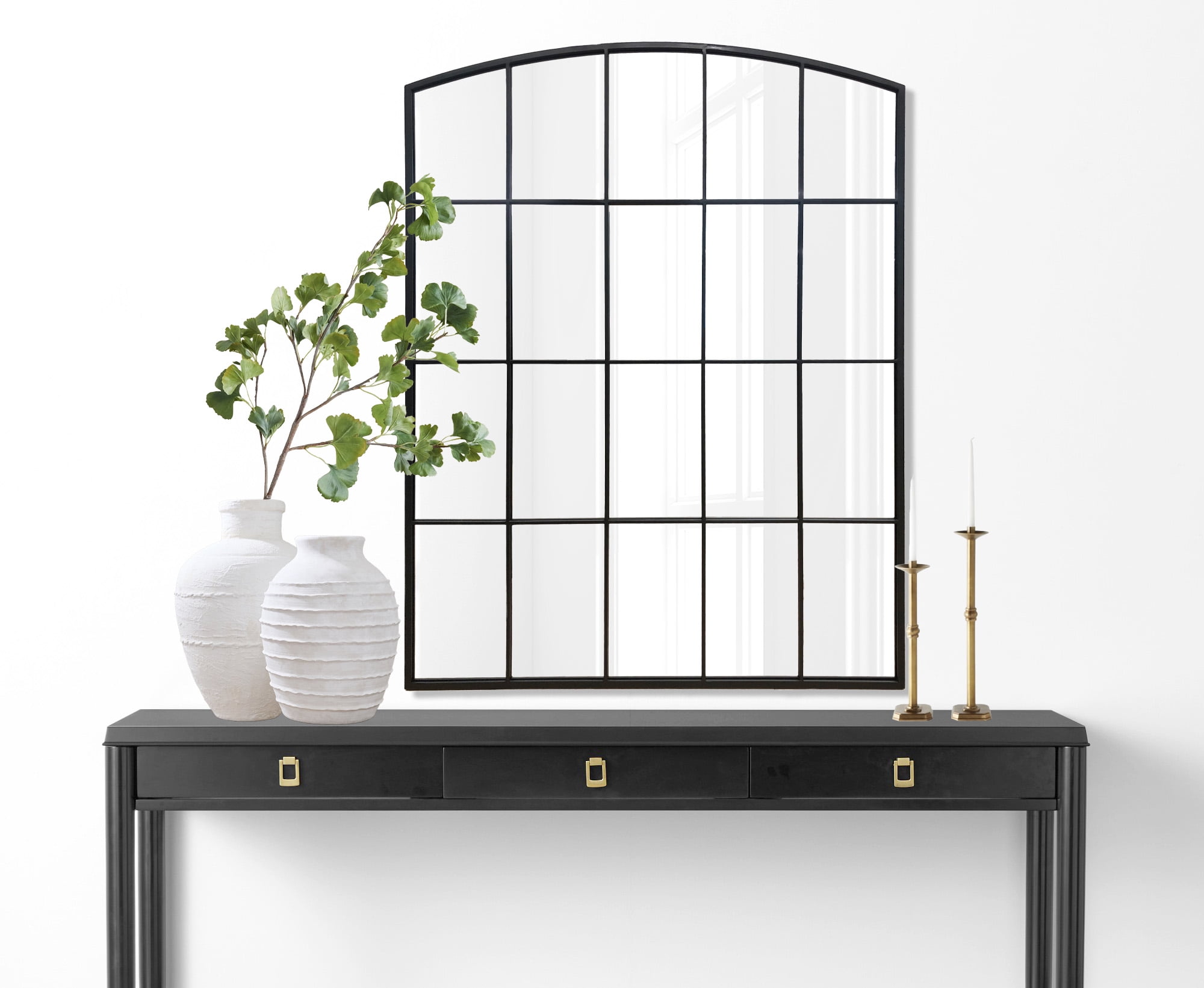 30" x 40" Black Windowpane Wall Mirror