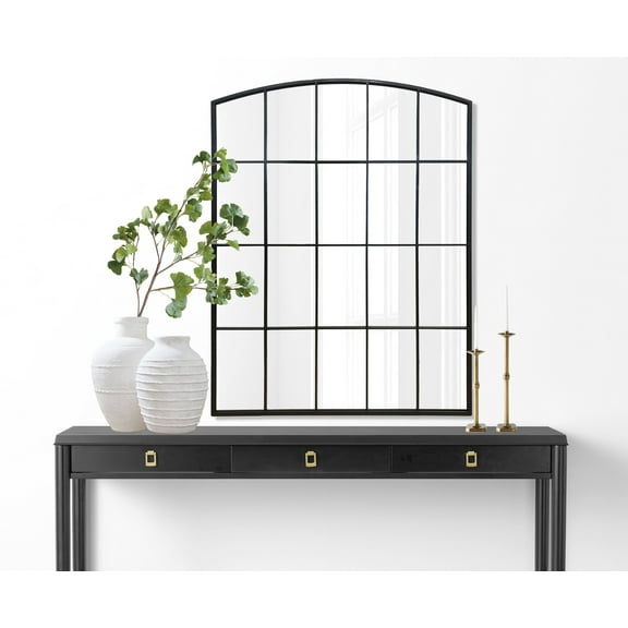30" x 40" Black Windowpane Wall Mirror