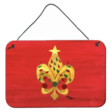 Christmas Fleur de lis Tree with lights Wall or Door Hanging Prints