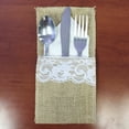 thumbnail image 4 of Wrapables® Burlap with Lace Cutlery Holder for Rustic Weddings (Set of 10), 4 of 5