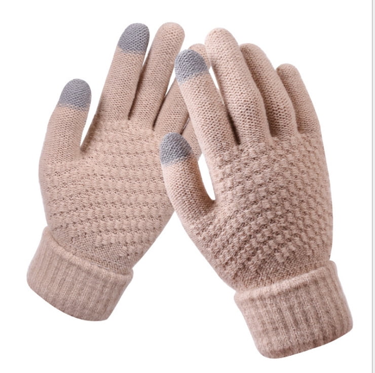 Coogo - Women Warm Winter Stretch Knit Mittens Wool Full Finger Guantes ...