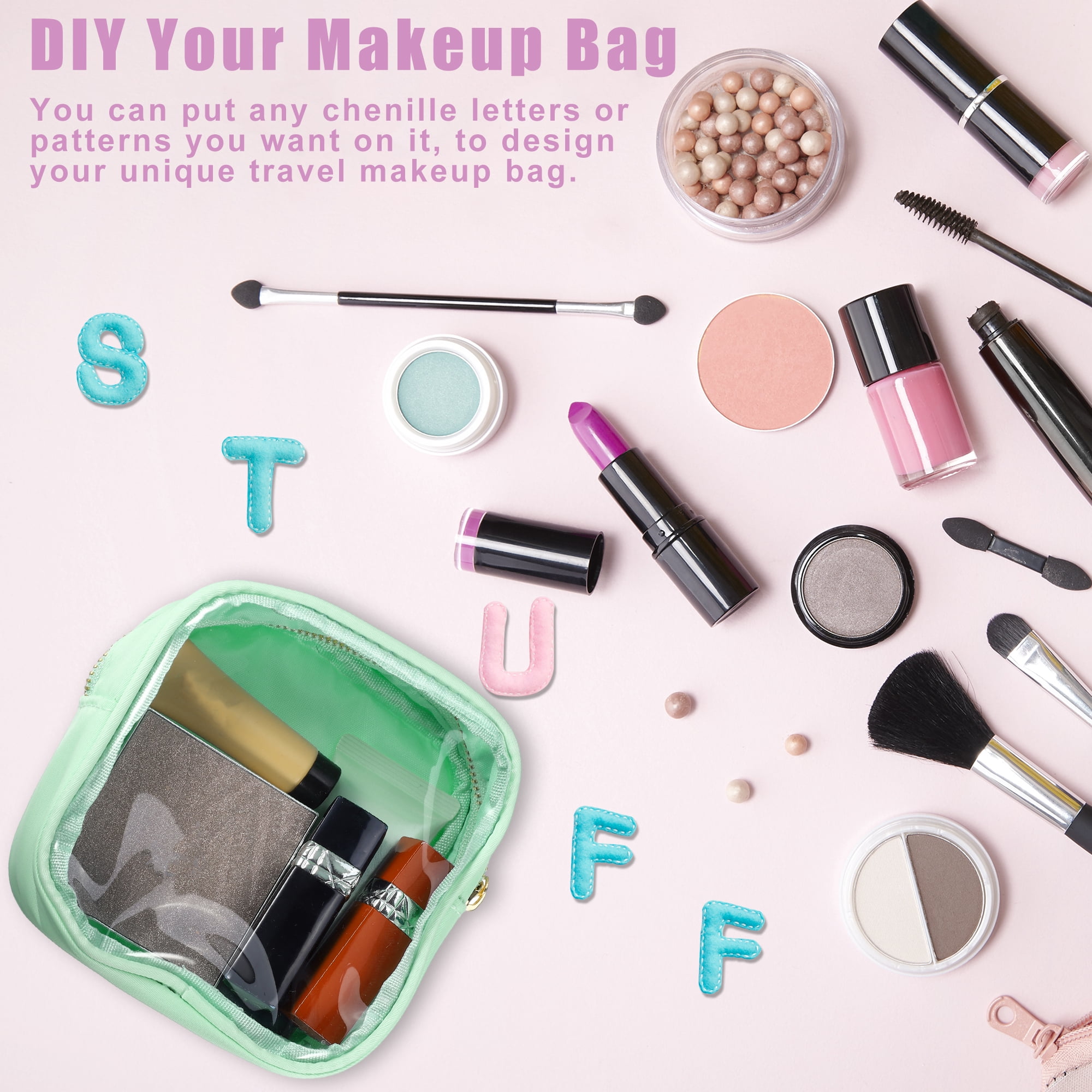 Unique Bargains 1Pc Clear Mini Waterproof Storage Makeup Bag Transparent Mint Green