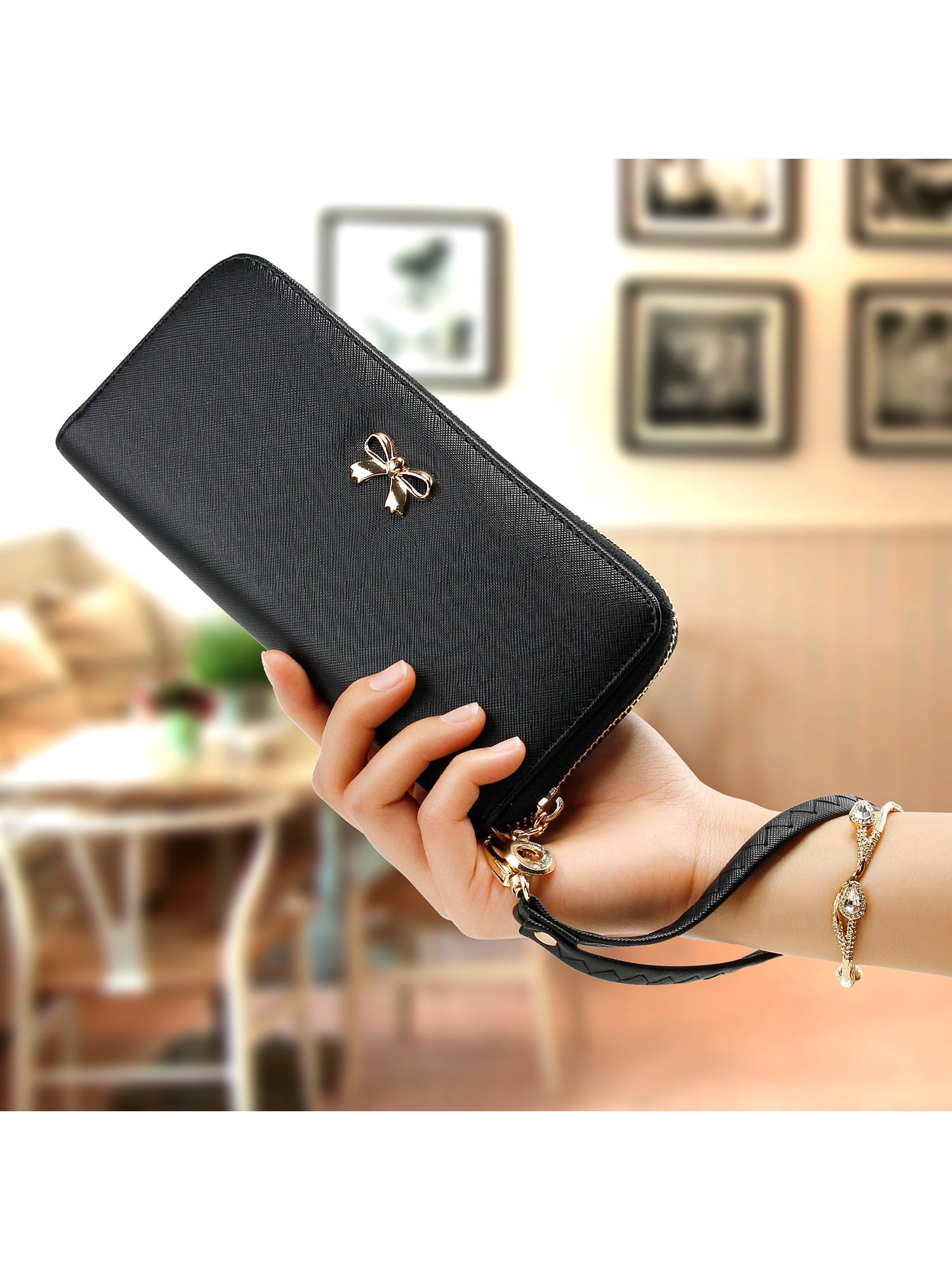 Women's Wallet Clutches Purse Long Leather Cute Shoe Purse With Bandage