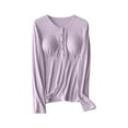 thumbnail image 3 of Swuxness Maternity Breastfeeding Long Sleeve Pajamas, Women's Fall Home Tops, Pregnancy Solid Color Comfortable Daily Wear Nursing Clothes Shirts for Women Purple, XL, 3 of 4