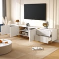 thumbnail image 3 of 74.7 Inch TV Stand with 3 Doors & 2 Drawers, White and Gold Wood Grain Entertainment Center, Modern Media Console with Soft-Close Hinges, Large Storage Cabinet for Living Room (White, 74.7 inch), 3 of 18