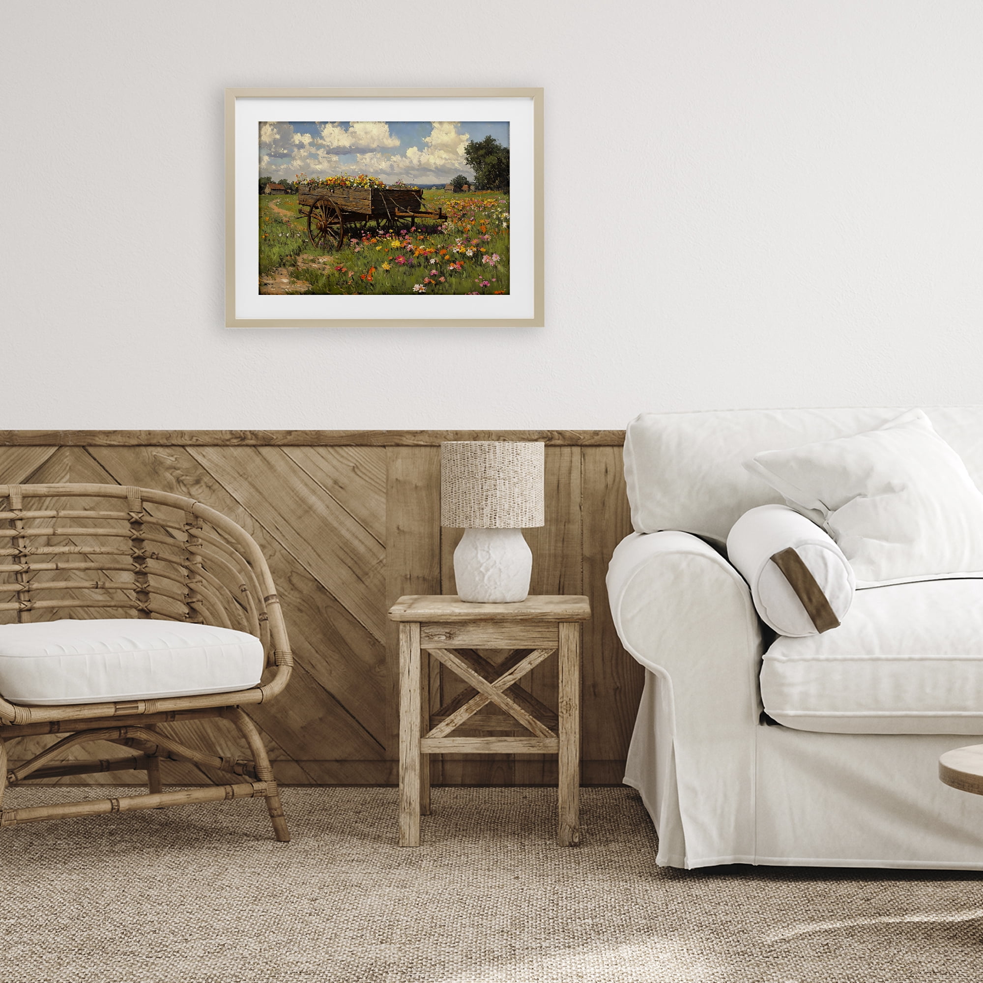 Stupell Industries Wildflower Wagon in Bloom Birch Framed Print Under Glass, design by Franklyn Gregory