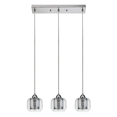 Polished Chrome Glass Clip - Globe Electric Maddox 3-Light Polished Chrome Pendant with Clear Glass Shades, 65809