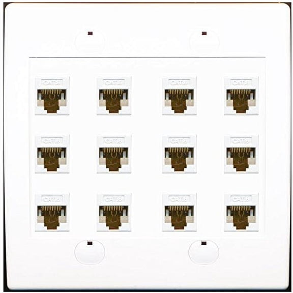RiteAV 12 Cat6 Wall Plate White