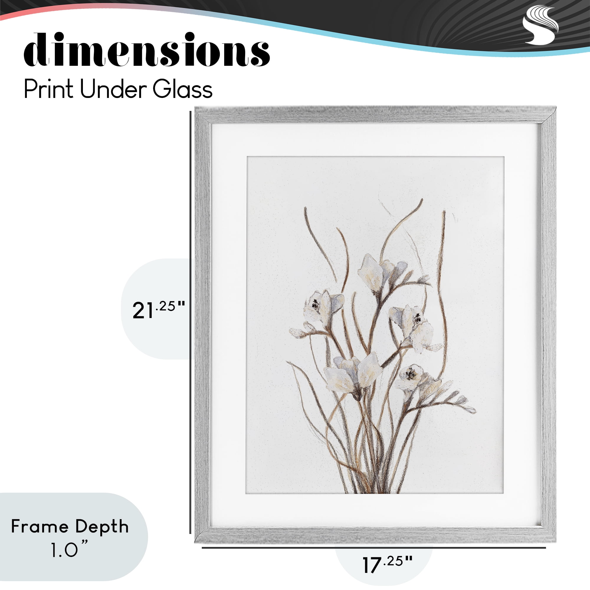 Stupell Industries Curly Branches on White Gray Framed Print Under Glass, design by Lanie Loreth