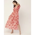 thumbnail image 3 of Moomaya Printed Long Dress For Women, V-Neck Short Sleeve Sheer Coverup Maxi Dresses, 3 of 8