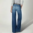 thumbnail image 2 of High Waisted Wide Leg Jeans for Women, Vintage Stretchy Straight Flare Leg Elastic Waist Boot Cut Denim Pants Dark Blue M, 2 of 8