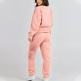 thumbnail image 4 of Valora Women Fashion Outfit Women's Trousers Suit 2 Piece Set for Casual Wear Long Sleeve Pullover Sweatshirt and Matching Sweatpants with Solid Modern Athleisure Style Pink S, 4 of 7
