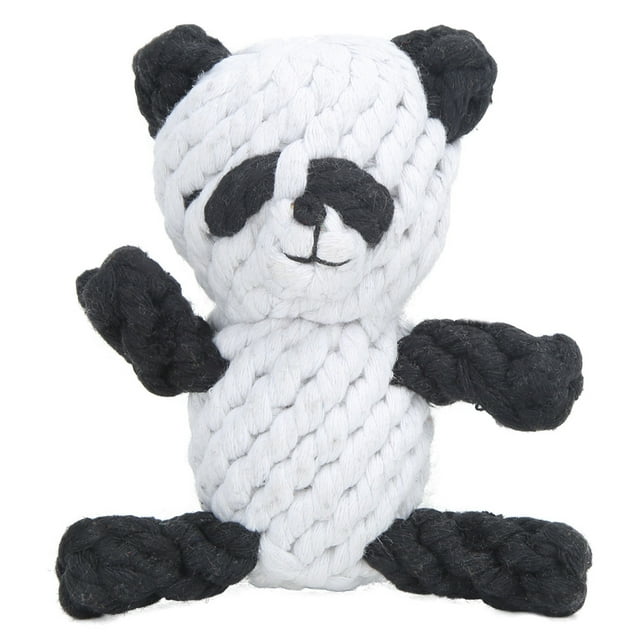 Juguete molar para morder y masticar con cuerda de algodón para perros y pandas, tejido a mano, con forma de animal de dibujos animados