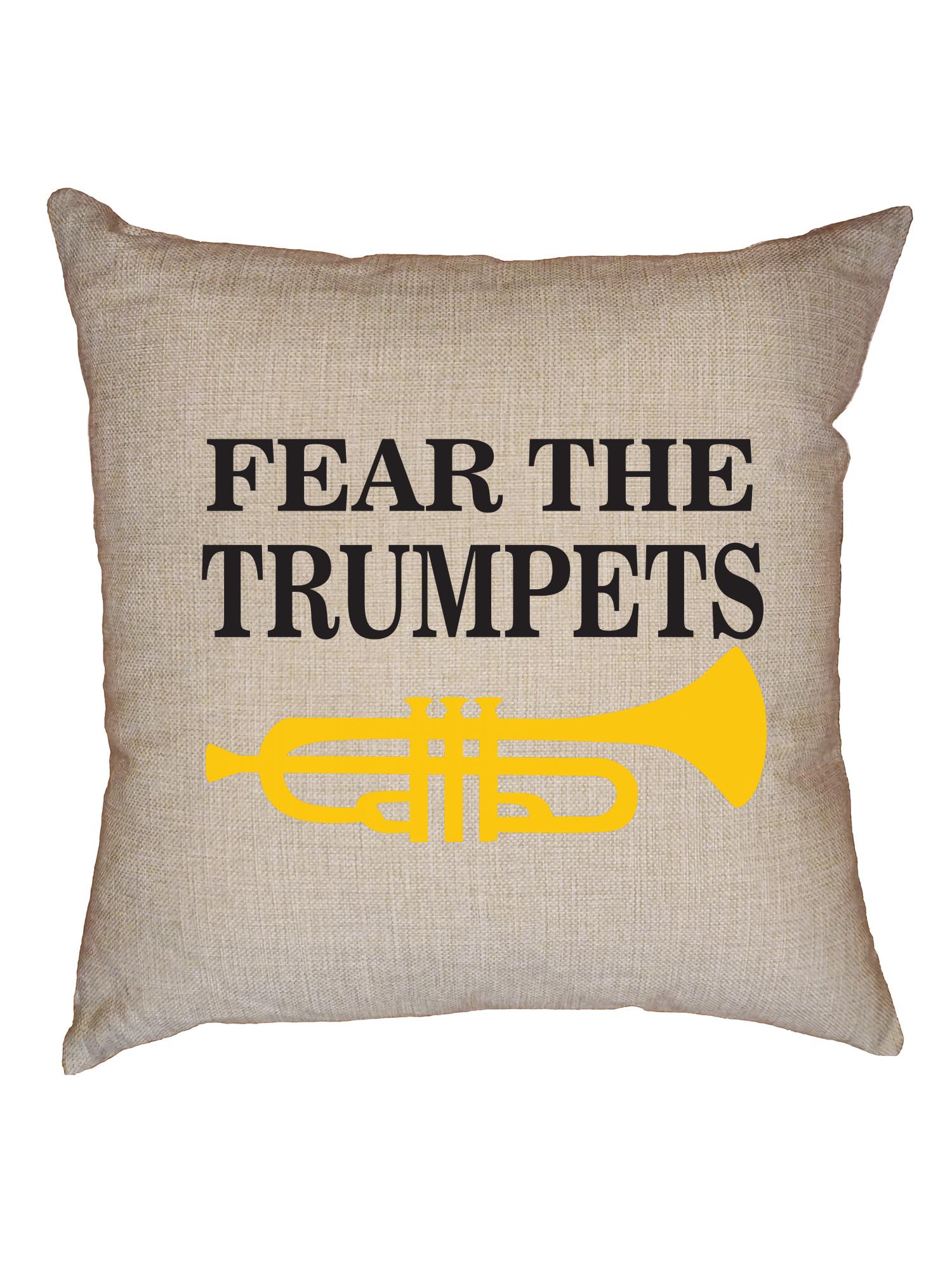 Fear The Trumpets Awesome Graphic Decorative Linen Throw Cushion