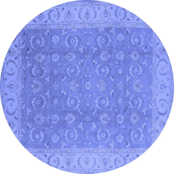 Ahgly Company Indoor Round Oriental Blue Industrial Area Rugs, 7' Round