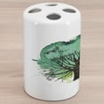 thumbnail image 1 of Willow Tree Ceramic Toothbrush Holder, Sketched Silhouette with Branches and Blended Watercolor, Decorative Versatile Countertop for Bathroom, 4.5" X 2.7", Yellow Green Jade Green, 1 of 4