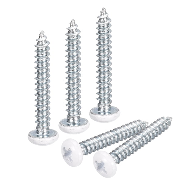 Unique Bargains Vis Blanches ST3.5x25mm à Taraudage Automatique, Lot de 25 Vis Crantées à Tête de Poêle pour le Travail du Bois