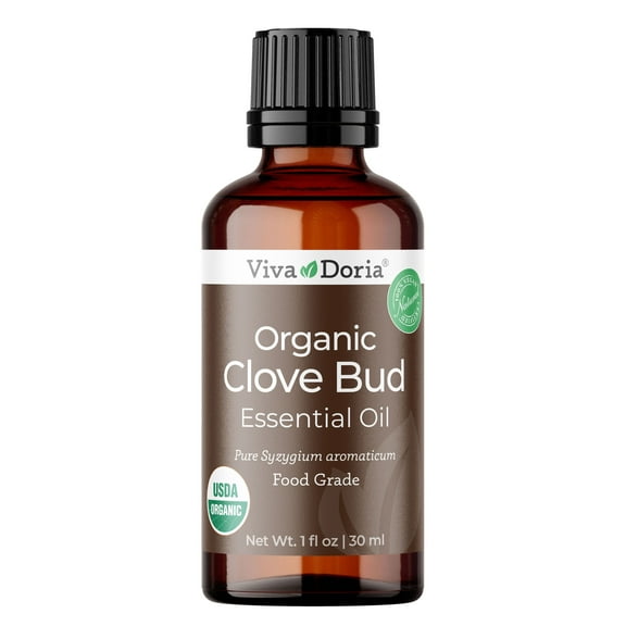 Viva Doria Pure Clove Bud Essential Oil, USDA Certified Organic, Food Grade, 1 Fl Oz (30 mL)