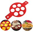 thumbnail image 1 of Paquete de 2 moldes de silicona para panqueques para huevos y tortillas, juego de 7 círculos (rojo), 1 of 5