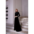 thumbnail image 2 of Black Bridesmaid Velvet Dress Wedding Evening Maxi Dress Long Sleeves Reception Gown Elegant Dress, 2 of 5