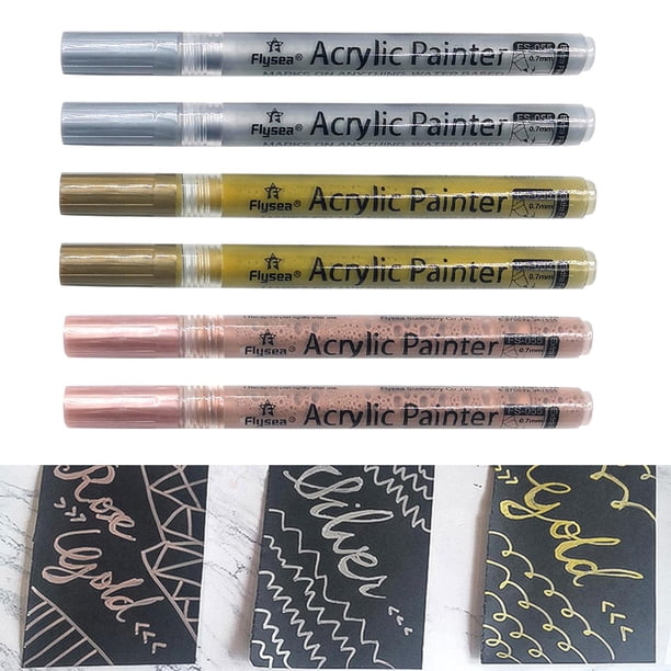 de pintura fina extra. Suministros de oficina de acrílico para educación Conjunto de 6 colores para de plástico de cerámica d BLESIY Pluma de pintura acrílica