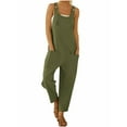 thumbnail image 2 of TRKIYQC Mono suelto para mujer con bolsillos, pantalones rectos sin mangas con cuello en forma de U de pierna ancha TRKIYQC  moda, 2 of 6