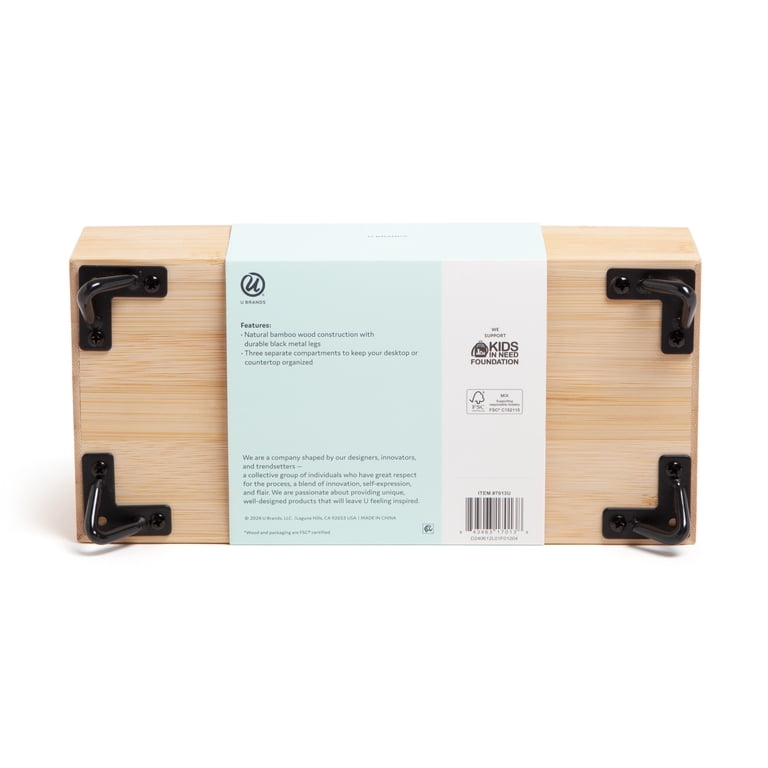 U Brands Verona Desktop Organizer, Bamboo, 3-Compartment photo 8