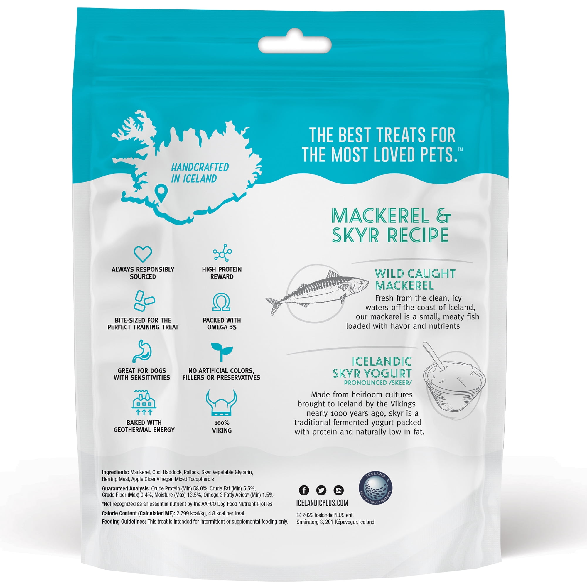 Icelandic+ Soft Chew Nibblets Mackerel & Skyr Dog Treat 2.25-oz Bag