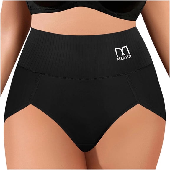 Fewfanhot Women's Plus Size High-Waisted Tummy Control Butt Lifting Full Coverage Seamless Tri-Cut Briefs, Stretchy Comfy Underwear, S-2XL