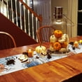 thumbnail image 4 of Fall Table Runners Watercolor Pumpkin Thanksgiving Table Runner for Dining Tables Autumn Blue Leaves Seasonal Autumn Dinner Table Runner for Kitchen Party Table Decoration 13x48 Inch, 4 of 6