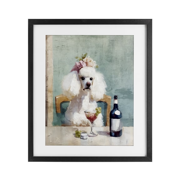Stupell Industries Poodle At Lunch Black Framed Print Under Glass, design by Annabelle Hall