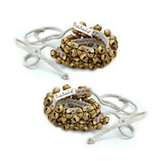 Prisha India Craft Kathak Ghungroo Pair, (25+25) (16 No. Ghungroo) Big Bells Tied with Cotton Cord Indian Classical Dancers Anklet Musical Instrument