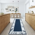 thumbnail image 2 of HOMERRY Runner Rug 2x6 Modern Bordered Indoor Washable Rug for Hallway Bohemian Contemporary Rug, Blue, 2 of 7