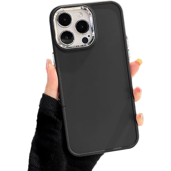 Candy Color Plating Camera Lens Protector Soft for iPhone Case (Black,iPhone 15 Pro)