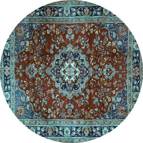 Ahgly Company Indoor Round Persian Light Blue Traditional Area Rugs, 4' Round