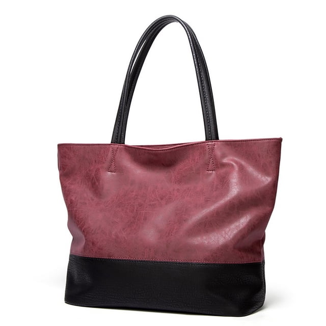 Ladies Tote Bag Large Capacity Fashion Dual Color Shoulder Tote Top Handle Bag