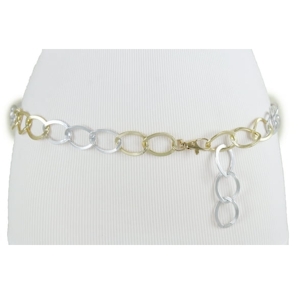 New Women Gold Silver Metal Chain Links Bling Look Fashion Belt Hip High Waist Size M L XL