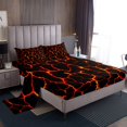 thumbnail image 1 of Volcano Lava Bed Sheet 4 Piece,Red Orange Flame 3D Geometric Patchwork Sheets Full Size Bed Set,Volcano Eruption Natural Disaster Bedding Set with Flat,Fitted Sheet,2 Pillow Cases, 1 of 6