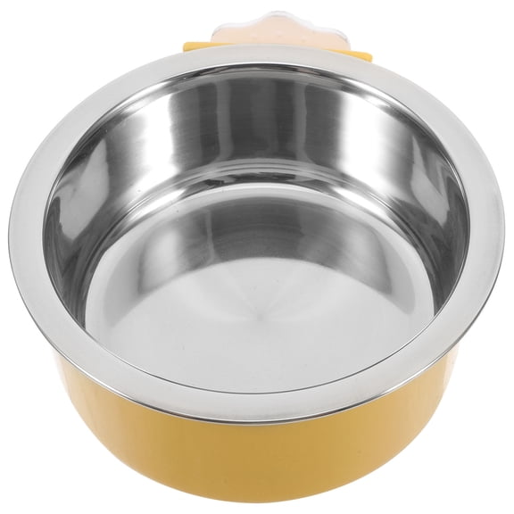 LOLIPPYY Yellow Hanging Dog Crate Bowl Stainless Steel Food and Water Bowl with , Anti-Spill Design for Pets