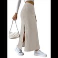 thumbnail image 3 of Faldas Tubo de Punto Ajustadas para Mujer, Falda Midi de Cintura Alta con Abertura Elástica Albaricoque M, 3 of 8