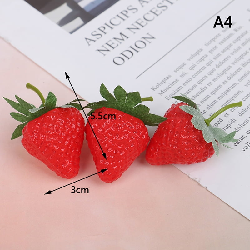3pcs Artificial Fruit Strawberry Plastic Simulation Craft Window Decorat jiTEUS 