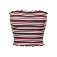 thumbnail image 1 of MixMatchy Women's Cute Stripe Printed Ruffled Edge Crop Tube Top, 1 of 4