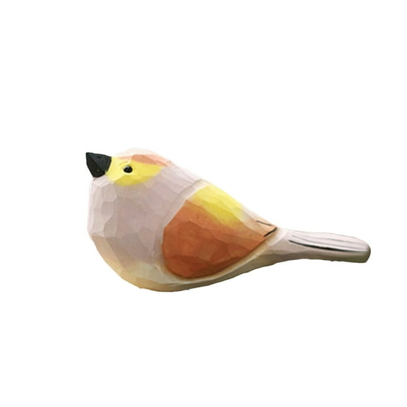 Xoxingysm Desktop Ornament Bird Figurine - Small Wood Bird Statue Art Handmade Carving Decoration Miniature Animals, 1X Wooden Bird