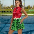 thumbnail image 2 of COEQINE Watermelon Print Golf Dress for Women with Built in Shorts and Pockets Sleeveless Lightweight Exercise Dresses with Collared Design Zip Up 2 Piece Set Workout Outfits, M, 2 of 7