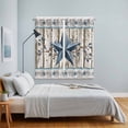 thumbnail image 3 of Texas Star Navy Blue Kitchen Curtains Window Panels, Farmhouse Vintage Art Wooden Insulated Window Treatment Curtain, Grommet Curtains for Bedroom/Living Room/Bathroom, 2 Piece 52"Wx84"L, 3 of 8