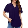 thumbnail image 2 of Tittly T Shirts for Women Basic Tees Womens Summer Daily Casual V Neck Shirts Short Sleeve Tops Collared Blouses Loose Fit Shirt Tshirts Shirts Tops for Women Trendy Purple XXL, 2 of 8