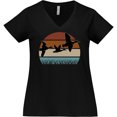 thumbnail image 3 of Inktastic Duck Hunting Retro Sunset Hunter Gift Women's Plus Size V-Neck T-Shirt, 3 of 5