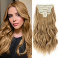 thumbnail image 1 of Extensiones de cabello con clip Fliace, 6 piezas de cabello natural y suave y mezclas de extensiones de cabello largas y onduladas (20 pulgadas, 6 piezas de color marrón galleta), 1 of 5