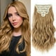 thumbnail image 1 of Extensiones de cabello con clip Fliace, 6 piezas de cabello natural y suave y mezclas de extensiones de cabello largas y onduladas (20 pulgadas, 6 piezas de color marrón galleta), 1 of 5