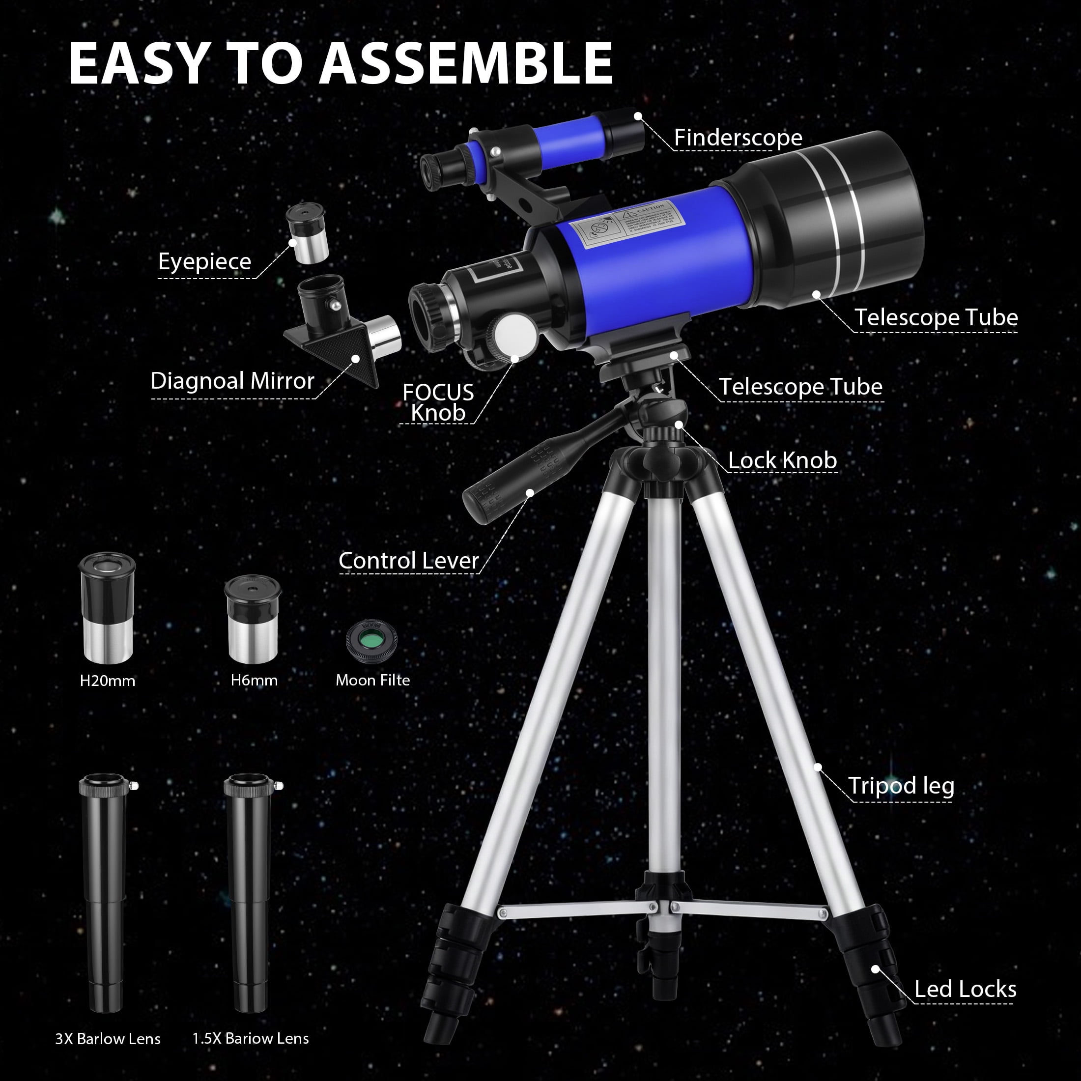 Inolait Telescope for Kids& Beginners 70mm Aperture 400mm